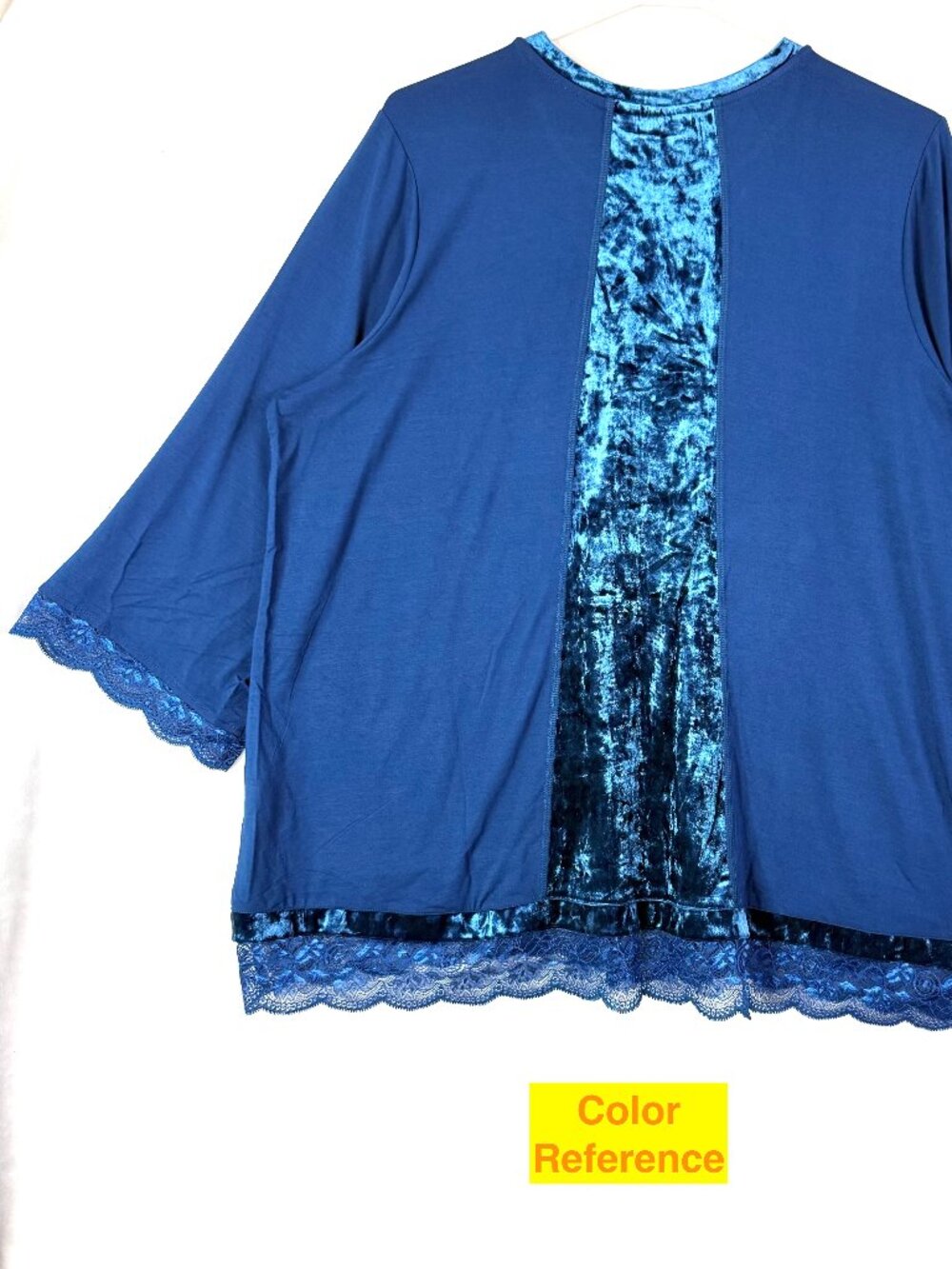 LOGO Lavish Lori Goldstein Crushed Velvet Lace Romantic Feminine 3/4 Tunic 1X - Picture 4 of 6